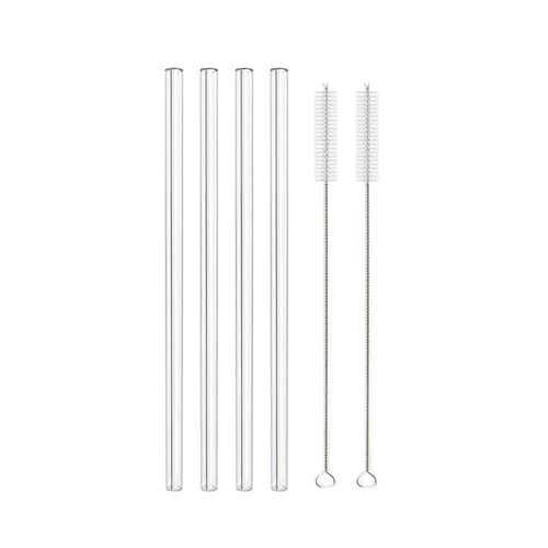 XUMKFJRE Strohhalme 20 cm Glas-Smoothie-Strohhalm, Wiederverwendbare klare Trinkhalme for Smoothie-Milchshakes, Trinkgeschirr-Strohhalm FüR Cocktails(4pcs Straight) von XUMKFJRE