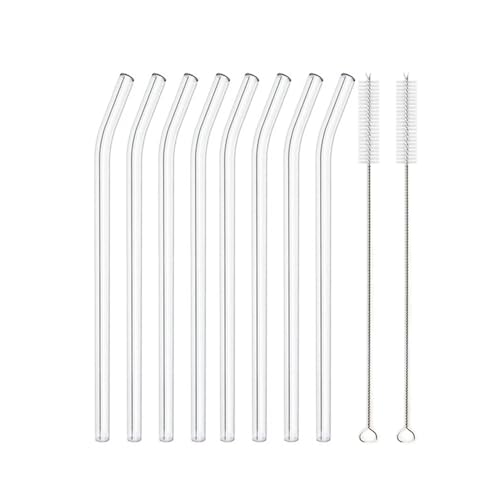 XUMKFJRE Strohhalme 20 cm Glas-Smoothie-Strohhalm, Wiederverwendbare klare Trinkhalme for Smoothie-Milchshakes, Trinkgeschirr-Strohhalm FüR Cocktails(8pcs Bent) von XUMKFJRE
