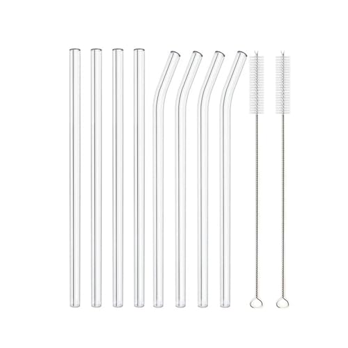 XUMKFJRE Strohhalme 20 cm Glas-Smoothie-Strohhalm, Wiederverwendbare klare Trinkhalme for Smoothie-Milchshakes, Trinkgeschirr-Strohhalm FüR Cocktails(8pcs Mixed) von XUMKFJRE
