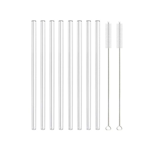 XUMKFJRE Strohhalme 20 cm Glas-Smoothie-Strohhalm, Wiederverwendbare klare Trinkhalme for Smoothie-Milchshakes, Trinkgeschirr-Strohhalm FüR Cocktails(8pcs Straight) von XUMKFJRE