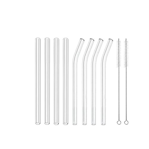 XUMKFJRE Strohhalme Kurze Trinkhalme aus Glas, wiederverwendbarer Cocktail-Strohhalm for Smoothies, Milchshakes, Bar-Trinkgeschirr FüR Cocktails(8pcs 15cm Mixed) von XUMKFJRE