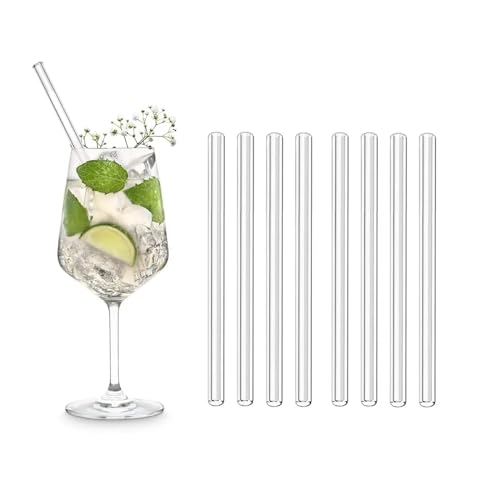 XUMKFJRE Strohhalme Kurze Trinkhalme aus Glas, wiederverwendbarer Cocktail-Strohhalm for Smoothies, Milchshakes, Bar-Trinkgeschirr FüR Cocktails(8pcs Silicone Tips) von XUMKFJRE