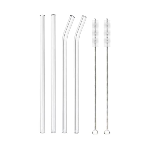 XUMKFJRE Strohhalme Wiederverwendbare Glasstrohhalme Set Mehrfarbige Trinkhalme aus Glas for Cocktails, Smoothies, Milchshakes FüR Cocktails(4pcs Clear Mixed) von XUMKFJRE