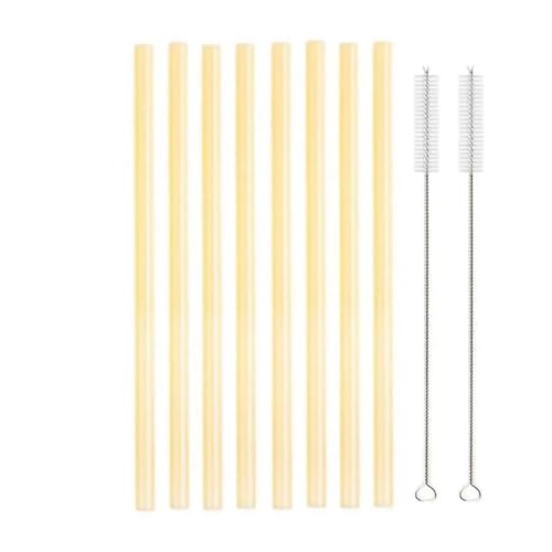 XUMKFJRE Strohhalme Wiederverwendbare Glasstrohhalme Set Mehrfarbige Trinkhalme aus Glas for Cocktails, Smoothies, Milchshakes FüR Cocktails(8pcs Gold Straight) von XUMKFJRE