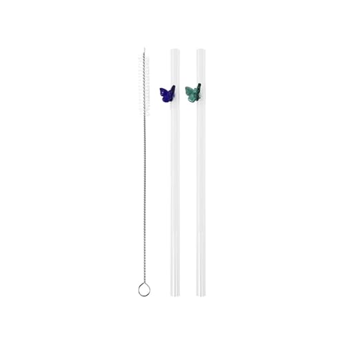 XUMKFJRE Strohhalme Wiederverwendbare Trinkhalme aus Glas mit for Smoothies, Cocktails, Bar, Trinkgeschirr, Strohhalm mit sauberer Bürste FüR Cocktails(2pcs I) von XUMKFJRE