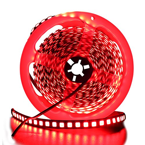 XUNATA LED Strip 5M, LED Streifen SMD 5054（Heller als 5050） Rot LED Lichtband IP65 Wasserdicht Selbstklebend LED Bander, Ideal für Garten, Weihnachten, Küche, Party (Rot) von XUNATA