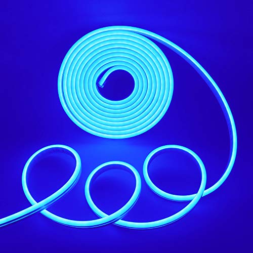 XUNATA Neon LED Streifen, 5M 12V 2835 600Leds Blau LED Strip Wasserdicht Diffusion Flexibel LED Lichtband Schlauch+5A Netzteil (Blau) von XUNATA