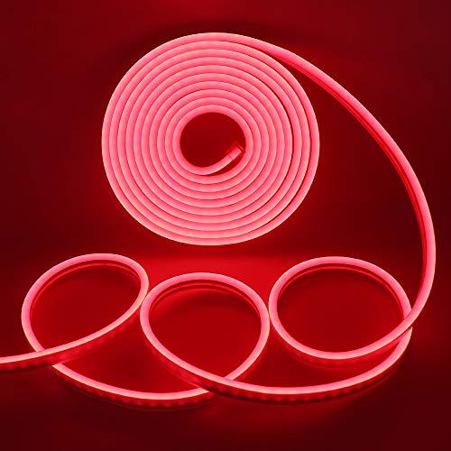 Xunata Neon LED Streifen, 5M 12V 2835 600Leds LED Strip Wasserdicht Diffusion Flexibel LED Lichtband Schlauch+5A Netzteil (Rot) von XUNATA
