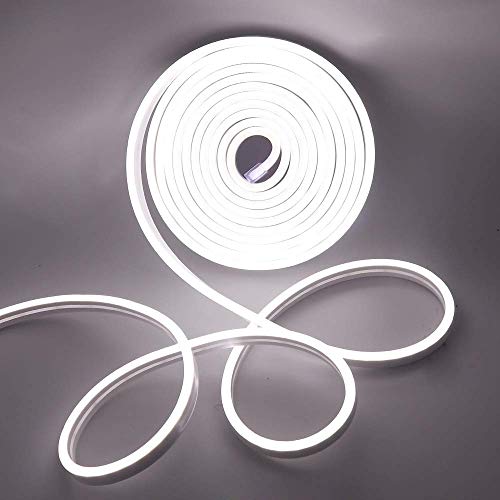 XUNATA Neon LED Streifen, 5M 12V 2835 600Leds LED Strip Wasserdicht Diffusion Flexibel LED Lichtband Schlauch+5A Netzteil (Weiß) von XUNATA