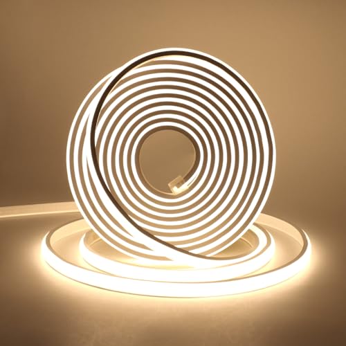 XUNATA 230V COB Neon LED Streifen, 288leds/m Superhell Hohe Dichte, IP65 Wasserdicht Diffusion Flex LED Schlauch für DIY Innen-und Außenbeleuchtung Projekte (Naturweiß, 0.5M) von XUNATA