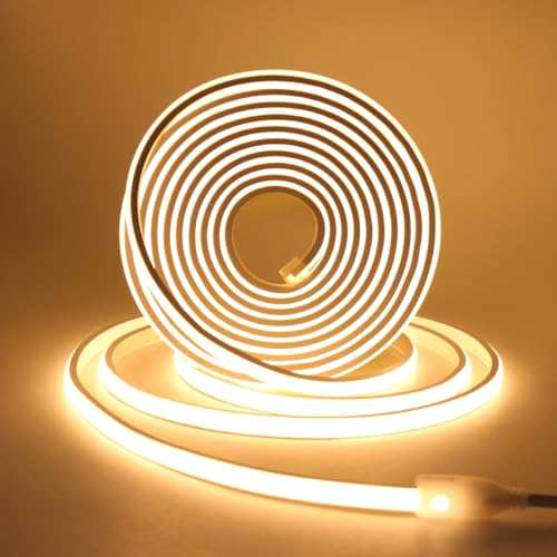 XUNATA 230V COB Neon LED Streifen, 288leds/m Superhell Hohe Dichte, IP65 Wasserdicht Diffusion Flex LED Schlauch für DIY Innen-und Außenbeleuchtung Projekte (Warmweiß, 4M) von XUNATA