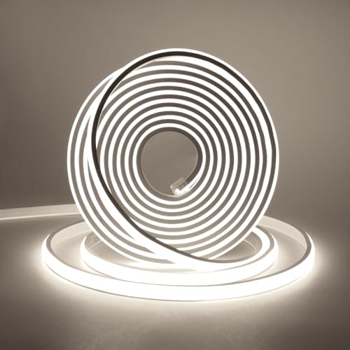 XUNATA 230V COB Neon LED Streifen, 288leds/m Superhell Hohe Dichte, IP65 Wasserdicht Diffusion Flex LED Schlauch für DIY Innen-und Außenbeleuchtung Projekte (Weiß, 8M) von XUNATA