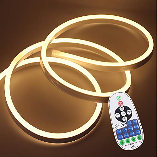 XUNATA 4M Warmweiß 220V Dimmbares LED Neon Streifen IP65 Wasserdicht Diffusion Flexibles LED Lichtschlauch mit 23 Tasten IR Fernbedienung und 220V 750W Transformator Netzteil XUNATA 4M Warmweiß 220V Dimmbares LED Neon Streifen IP65 Wasserdicht Diffusion Flexibles LED Lichtschlauch mit 23 Tasten IR Fernbedienung und 220V 750W Transformator Netzteil von XUNATA
