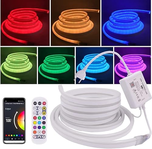 XUNATA 4M WiFi 220V Neon LED Streifen, IR Fernbedienung Wifi Wireless Smart Phone Gesteuert, SMD 5050 IP67 Wasserdicht Diffusion Silikon Neon Flex LED Schlauch, Kompatibel mit Alexa Google Assistant XUNATA 4M WiFi 220V Neon LED Streifen, IR Fernbedienung Wifi Wireless Smart Phone Gesteuert, SMD 5050 IP67 Wasserdicht Diffusion Silikon Neon Flex LED Schlauch, Kompatibel mit Alexa Google Assistant von XUNATA