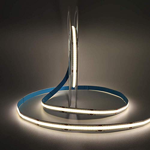 XUNATA 5M 12V COB Streifen Super Hell Flexibles Selbstklebend COB Lichtband Strip für Küche Stairway Bar Weihnachten Party Deko (Natürliches Weiß, 528LEDs) von XUNATA