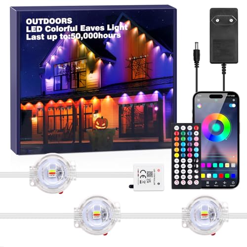 XUNATA 90M (2 * 45M) Permanente Außenbeleuchtung Outdoor, 150 LED RGBCCT LED Strip mit Mehreren Szenenmodi, IP67 Wasserdichte Smart App Control, Musiksync,Trauflichter für Urlaub, Party, DIY Deko von XUNATA
