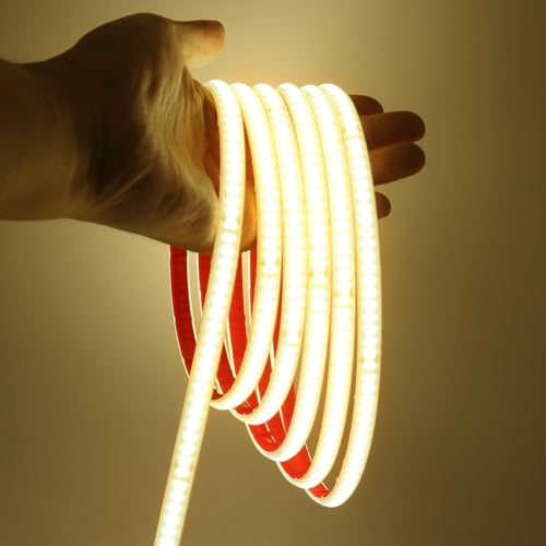 XUNATA COB LED Streifen, 230V Silikon Wasserdicht IP65 LED Strip Hohe Dichte 240 LEDs/m LED Flex LED Lichtleisten, Alle 10cm Schneidbar, Direktanschluss (Naturweiß, 2M) von XUNATA