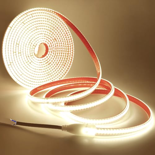 XUNATA COB LED Streifen, Alle 10cm schneiden, 220V 240LEDs/m Superhell Hohe Dichte, Flexibles COB LED Lichtband Strip für Home Innendekoration (Naturweiß, 0.5M) von XUNATA