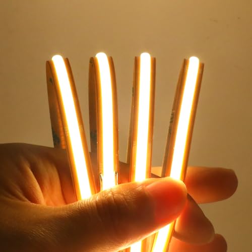 XUNATA COB LED Streifen (Beliebiges Schneiden), 12V 528LEDs/m Superhell Hohe Dichte Flex Selbstklebend COB LED Leiste Lichtband Strip für Innen Festival Party DIY Deko (Warmweiß, 6M) von XUNATA