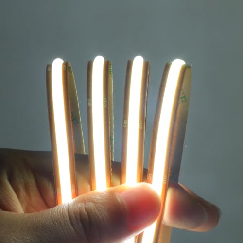 XUNATA COB LED Streifen (Beliebiges Schneiden), 12V 528LEDs/m Superhell Hohe Dichte Flex Selbstklebend COB LED Leiste Lichtband Strip für Innen Festival Party DIY Deko (Weiß, 7M) von XUNATA