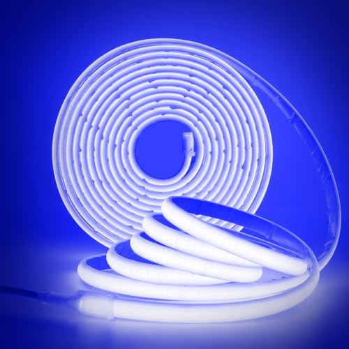 XUNATA COB Neon LED Streifen, 12V 320LEDs/m Superhell Hohe Dichte IP68 Wasserdicht, Flex Selbstklebend Diffusion COB LED Schlauch Lichtband Strip für Festival Party DIY Deko (Blau, 2M) von XUNATA