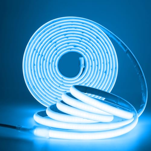 XUNATA COB Neon LED Streifen, 12V 320LEDs/m Superhell Hohe Dichte IP68 Wasserdicht, Flex Selbstklebend Diffusion COB LED Schlauch Lichtband Strip für Festival Party DIY Deko (Eisblau, 2M) von XUNATA