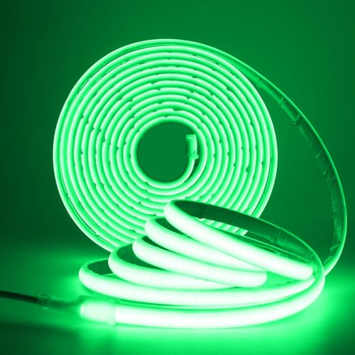 XUNATA COB Neon LED Streifen, 12V 320LEDs/m Superhell Hohe Dichte IP68 Wasserdicht, Flex Selbstklebend Diffusion COB LED Schlauch Lichtband Strip für Festival Party DIY Deko (Grün, 10M) von XUNATA