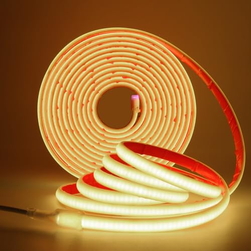 XUNATA COB Neon LED Streifen, 12V 320LEDs/m Superhell Hohe Dichte IP68 Wasserdicht, Flex Selbstklebend Diffusion COB LED Schlauch Lichtband Strip für Festival Party DIY Deko (Naturweiß, 6M) von XUNATA