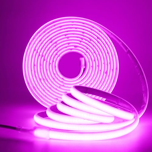 XUNATA COB Neon LED Streifen, 12V 320LEDs/m Superhell Hohe Dichte IP68 Wasserdicht, Flex Selbstklebend Diffusion COB LED Schlauch Lichtband Strip für Festival Party DIY Deko (Violett, 6M) von XUNATA