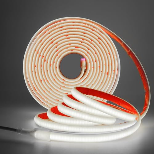 XUNATA COB Neon LED Streifen, 12V 320LEDs/m Superhell Hohe Dichte IP68 Wasserdicht, Flex Selbstklebend Diffusion COB LED Schlauch Lichtband Strip für Festival Party DIY Deko (Weiß, 10M) von XUNATA