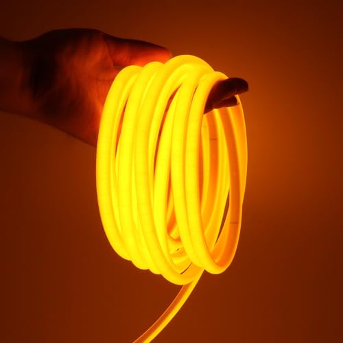 XUNATA COB Neon LED Streifen, 230V 288leds/m Superhell Hohe Dichte, Diffusion Flex LED Schlauch für Heim DIY Festival Dekoration (Goldgelb, 15M) von XUNATA