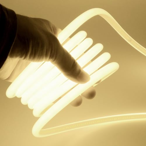 XUNATA COB Neon LED Streifen, 270° Beleuchten, 220V 288LEDs/m Superhell Hohe Dichte IP65 Wasserdicht, Flex Diffusion COB LED Schlauch Lichtband Strip (Naturweiß, 0.5M) von XUNATA