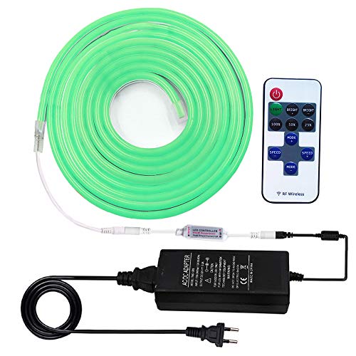 XUNATA Dimmbar Neon LED Streifen Grün, 12V 2835 120leds/m Diffusion Flexibles LED Lichtband Schlauch mit 11 Key Fernbedienung für Küche Stairway Weihnachten Party Deko (Grün, 2M) von XUNATA