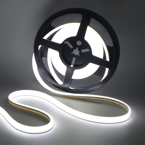 XUNATA Doppelseitig Beleuchten COB Neon LED Streifen, 12V 320LEDs/m Superhell Hohe Dichte IP65 Wasserdicht, Flex Diffusion COB LED Schlauch Lichtband Strip (Weiß, 0.5M) von XUNATA