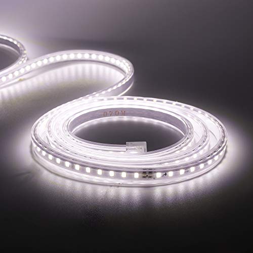 XUNATA LED Streifen Lichtband Licht Schlauch, 220V 2835 SMD 120leds/m IP65 Wasserdicht, Kein Bleidraht, Flexibel Weiß LED Lichtband Seil Lichter für Hausbeleuchtung Dekor Bar (Weiß, 2M) von XUNATA