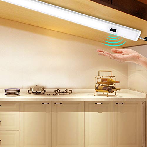 XUNATA LED Unterbauleuchte mit Bewegungsmelder Licht, Schranklicht Intelligente LED Leuchte,Weiches Licht für Küche,Kleiderschrank,Verschiedene Räume (Warmweiß, 40cm) von XUNATA
