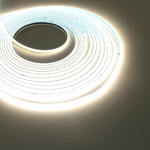 XUNATA Mini 3MM COB LED Streifen, 12V 384LEDs/m Superhell Hohe Dichte, Selbstklebend Flex LED Lichtband für Innen Aussenbereich Hausbeleuchtung Party DIY Deko (Naturweiß, 0.5M) von XUNATA