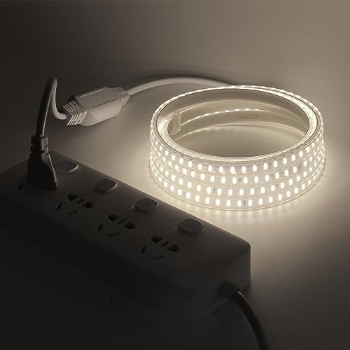 XUNATA Naturweiß LED Strip Streifen, 230V 2835 SMD 120leds/m IP65 Wasserdicht, Kein Bleidraht, Flexibles LED Leiste Lichtband Strip für Heim DIY Festival Dekoration (30M) von XUNATA