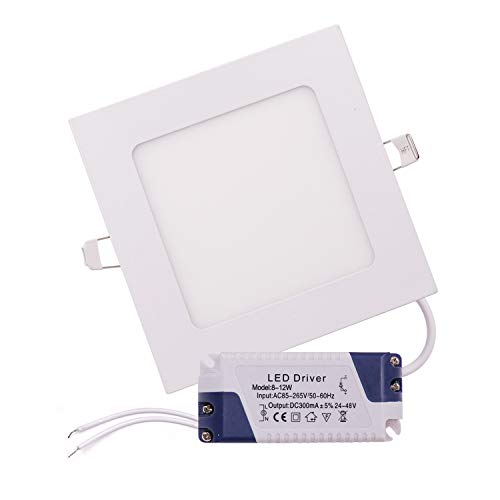 XUNATA Quadratisches Ultraslim 9W LED Panel Licht, AC110-220V LED Einbaustrahler Deckeneinbaustrahler Wohnzimmer-lampe, Deckenlampe, Deckenstrahler,Super hell mit Treiber (Natürliches Weiß, 9W) von XUNATA