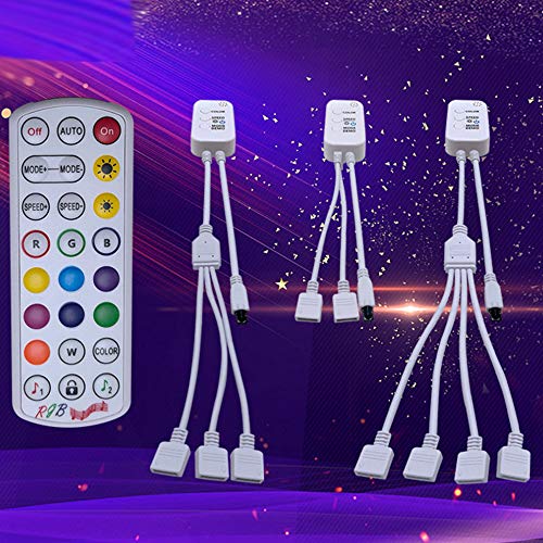 XUNATA RGB LED Bluetooth Musik Streifen Controller mit 24Keys IR Remote Fernbedienung für 4 Pins Vier Ausgänge LED Strip (Vier Ausgänge) von XUNATA