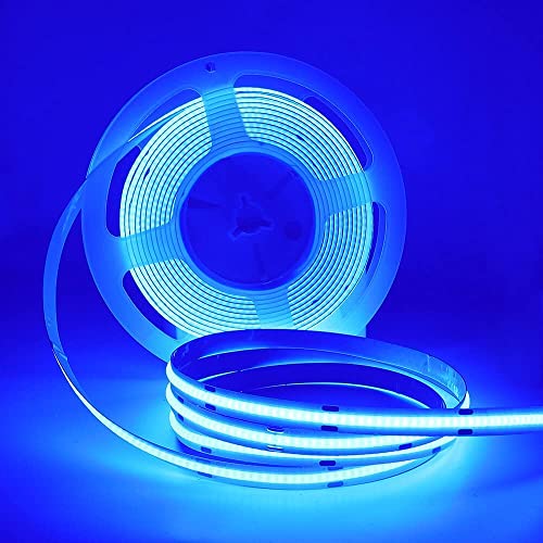 XUNATA USB Dimmbar COB LED Streifen, 320 LEDs/m Superhell Hohe Dichte Selbstklebend Flexibles 5V COB LED Lichtband Strip für Schlafzimmer Küche Home Innendekoration (Blau, 2M) von XUNATA