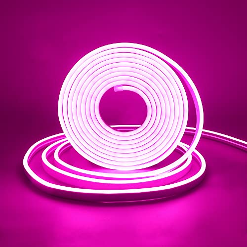 XUNATA USB Neon LED Strip mit Schalter, 5V 2835 120leds/m Neon Schlauch Diffusion Wasserdicht Neon Flex LED Lichtband Streifen (Pink, 4M) von XUNATA