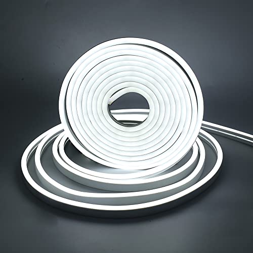 XUNATA USB Neon LED Strip mit Schalter, 5V 2835 120leds/m Neon Schlauch Diffusion Wasserdicht Neon Flex LED Lichtband Streifen (Weiß, 4M) von XUNATA