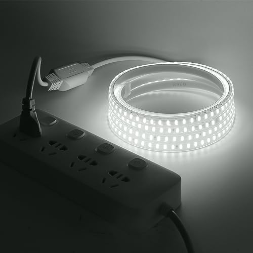 XUNATA Weiß LED Strip Streifen, 230V 2835 SMD 120leds/m IP65 Wasserdicht, Kein Bleidraht, Flexibles LED Leiste Lichtband Strip für Heim DIY Festival Dekoration (100M) von XUNATA