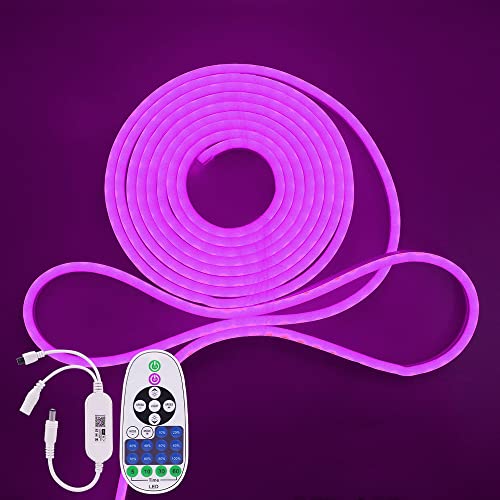 XUNATA WiFi Neon LED Streifen, 12V 5M Wasserdicht Diffusion Neon Flex LED Lichtband Lichtschlauch, Smart App Control, Musiksync, mit Fernbedienung, Kompatibel mit Alexa Google Assistant (Violett) von XUNATA