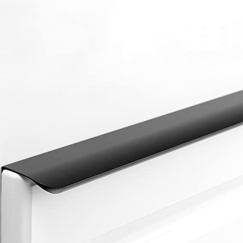 XUNFAKE 1 x versteckter Schubladengriffe Schwarz Unsichtbare Schrankgriffe Küchengriffe Geschwungener Türgriff Versteckte Möbelgriffe,Aluminiumlegierung Garderobengriffe (Gesamtlänge 500mm,Schwarz) von XUNFAKE