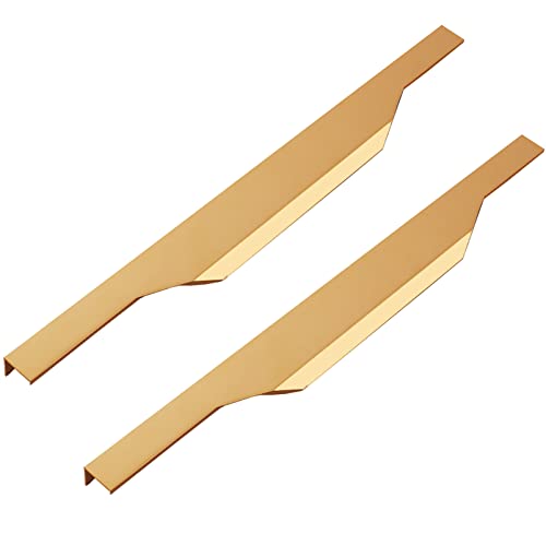 2 x versteckter Schrankgriffe Versteckter Türgriff Fingerkantenzug Verdeckter Schubladengriff Modernes Unsichtbare Küchengriffe Möbelgriffe,für Kleiderschrank,Schrank (Total length 400mm,Gold) von XUNFAKE