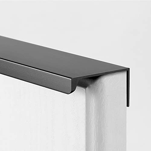 Möbelgriffe Unsichtbarer Versteckter Griff für Schrank Schwarz Versteckter Türgriff,Küche Schubladengriffe Modernes Aluminiumlegierung Garderobengriffe,Mit Schraube,1 Stück (Gesamtlänge 80mm,Schwarz) von XUNFAKE