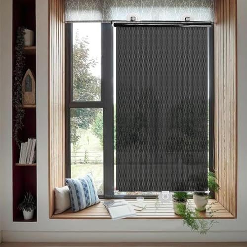 Saugnapf Rollo Verdunkelungsrollo Sonnenschutz Rollos mit Saugnäpfen, Sichtschutz Sonnenschutz Hitzeschutz, PVC Fensterrollo für Küche Büro Auto, Ohne Bohren von XUNFAKE