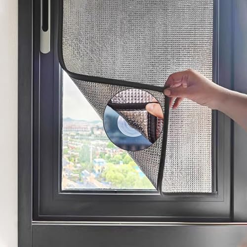 Verdunklungsrollo 7MM Doppelseitige Aluminiumfolie Reflektierender Fenster Aluminiumfolienfilm Uv-Schutz Verdunkelung Thermo Sichtschutz Isolierfolie Für Tür, Ohne Bohren von XUNFAKE